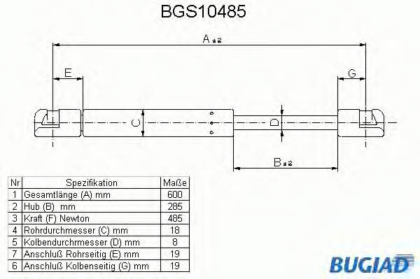 Bugiad BGS10485 Gas Spring, boot-/cargo area BGS10485