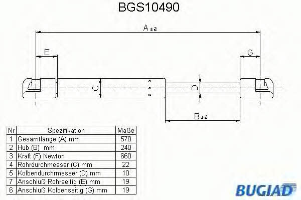 Bugiad BGS10490 Gas Spring, boot-/cargo area BGS10490