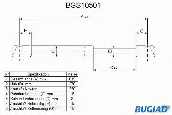 Bugiad BGS10501 Gas hood spring BGS10501