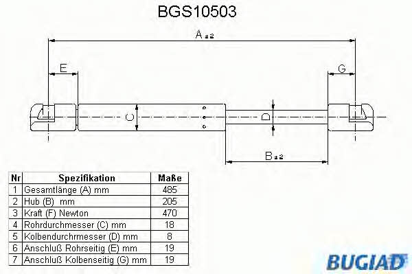 Bugiad BGS10503 Gas Spring, boot-/cargo area BGS10503