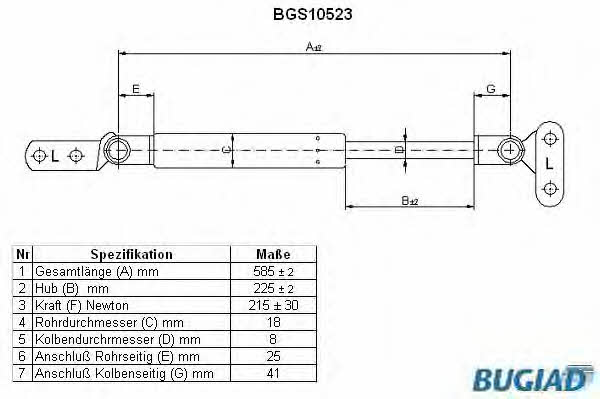 Bugiad BGS10523 Gas Spring, boot-/cargo area BGS10523