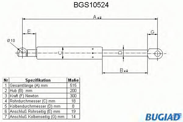 Bugiad BGS10524 Gas Spring, boot-/cargo area BGS10524