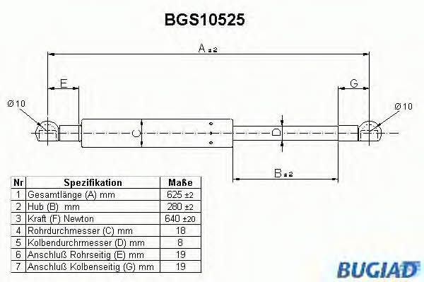 Bugiad BGS10525 Gas Spring, boot-/cargo area BGS10525
