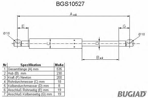 Bugiad BGS10527 Gas Spring, boot-/cargo area BGS10527