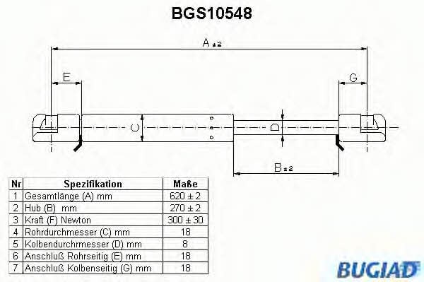 Bugiad BGS10548 Gas Spring, boot-/cargo area BGS10548
