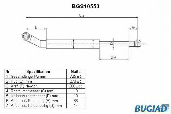 Bugiad BGS10553 Gas Spring, boot-/cargo area BGS10553