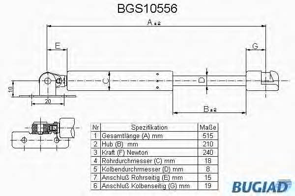 Bugiad BGS10556 Gas hood spring BGS10556