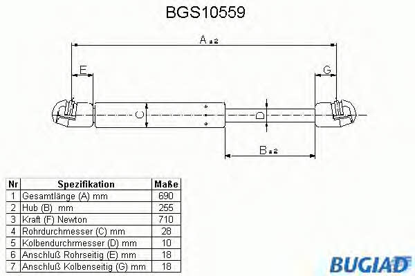 Bugiad BGS10559 Gas Spring, boot-/cargo area BGS10559