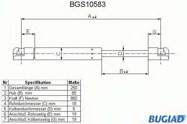 Bugiad BGS10583 Gas hood spring BGS10583