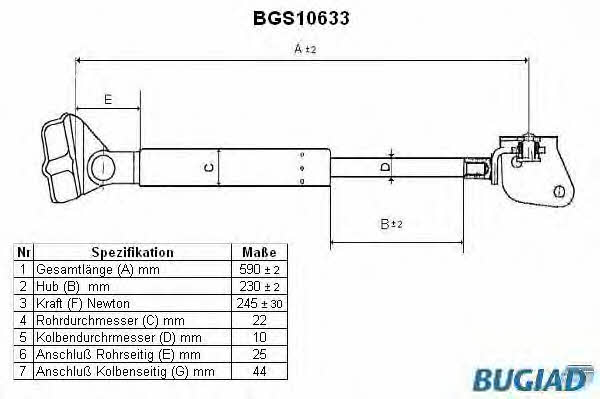 Bugiad BGS10633 Gas Spring, boot-/cargo area BGS10633