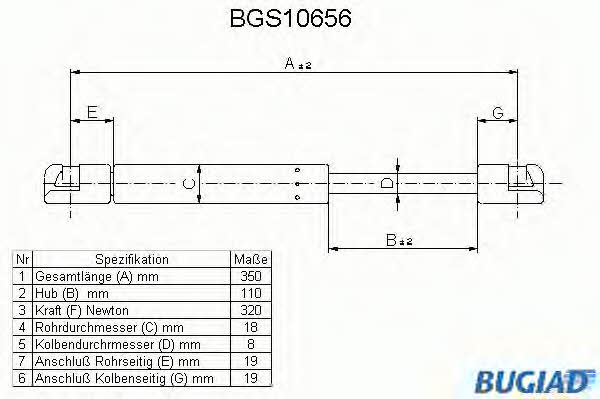 Bugiad BGS10656 Gas Spring, boot-/cargo area BGS10656