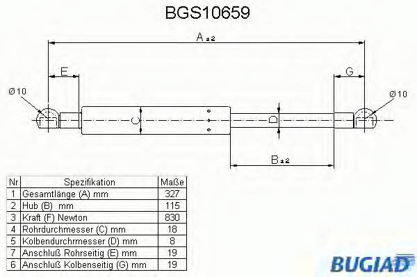 Bugiad BGS10659 Gas hood spring BGS10659