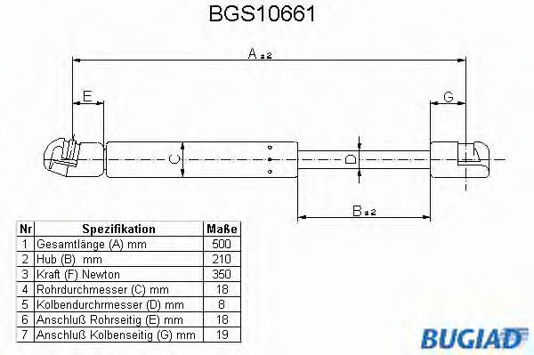Bugiad BGS10661 Gas hood spring BGS10661