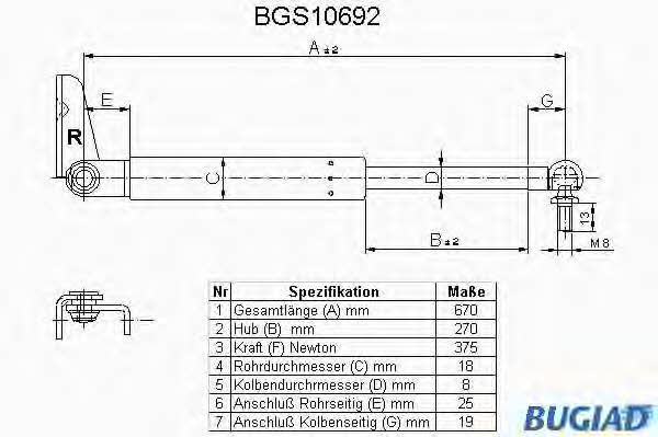 Bugiad BGS10692 Gas Spring, boot-/cargo area BGS10692