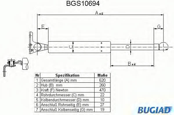Bugiad BGS10694 Gas Spring, boot-/cargo area BGS10694