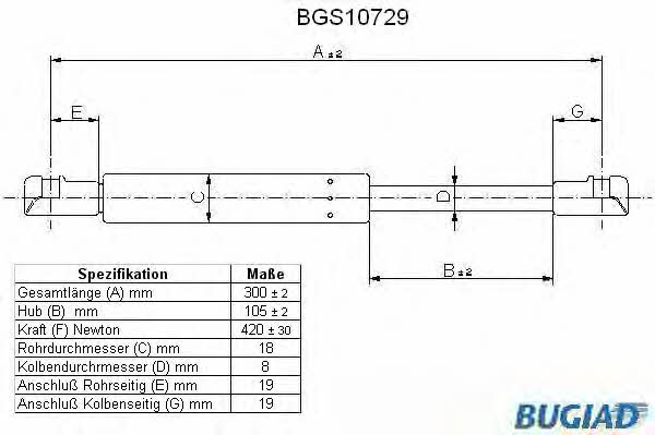 Bugiad BGS10729 Gas Spring, boot-/cargo area BGS10729