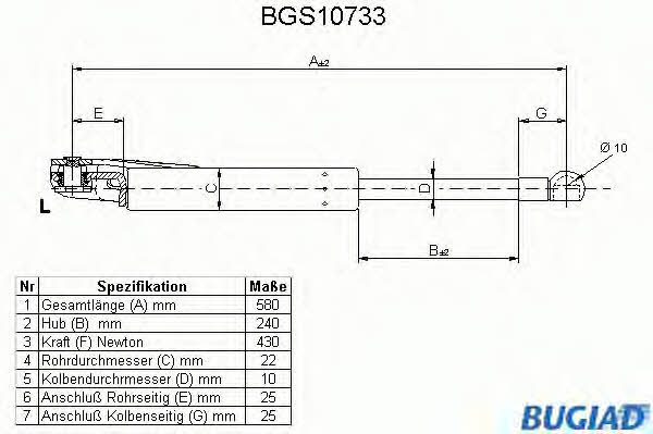 Bugiad BGS10733 Gas Spring, boot-/cargo area BGS10733