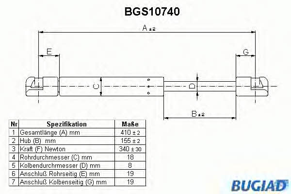 Bugiad BGS10740 Gas Spring, boot-/cargo area BGS10740
