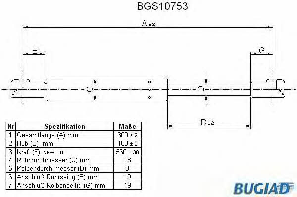 Bugiad BGS10753 Gas Spring, boot-/cargo area BGS10753