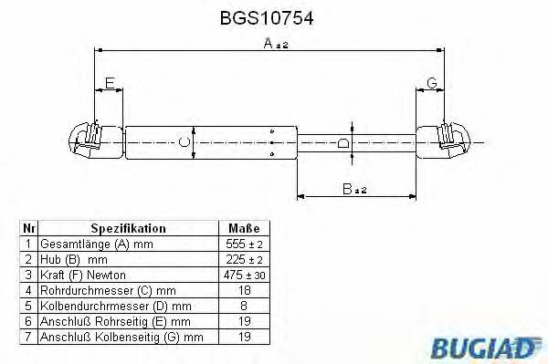 Bugiad BGS10754 Gas Spring, boot-/cargo area BGS10754