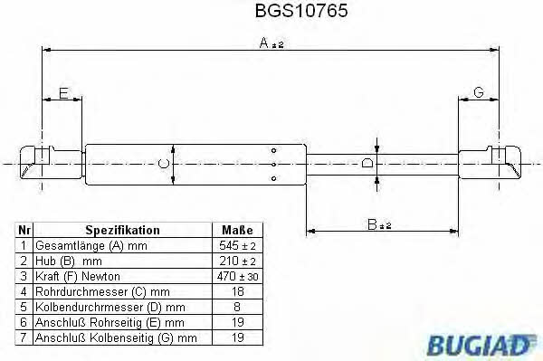 Bugiad BGS10765 Gas Spring, boot-/cargo area BGS10765