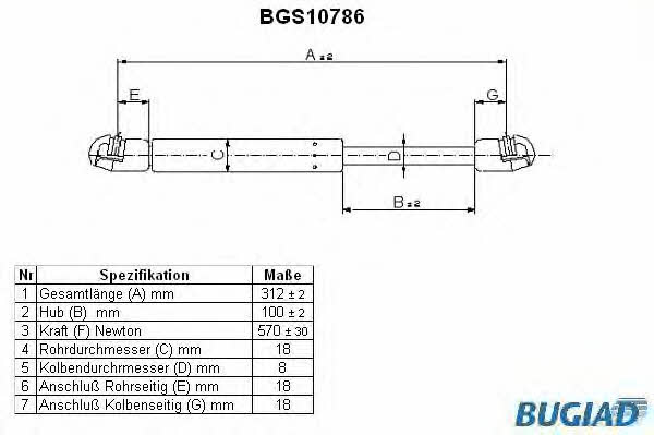 Bugiad BGS10786 Gas Spring, boot-/cargo area BGS10786