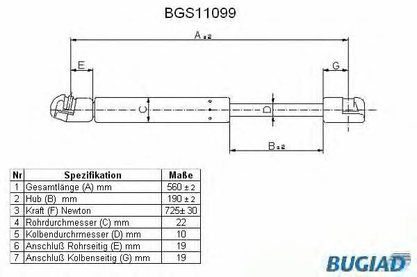 Bugiad BGS11099 Gas Spring, boot-/cargo area BGS11099