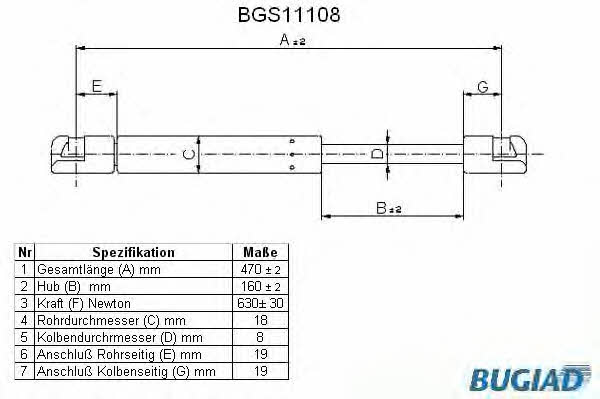 Bugiad BGS11108 Gas Spring, boot-/cargo area BGS11108