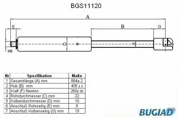 Bugiad BGS11120 Gas hood spring BGS11120