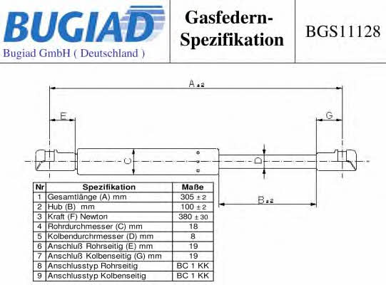 Bugiad BGS11128 Gas hood spring BGS11128