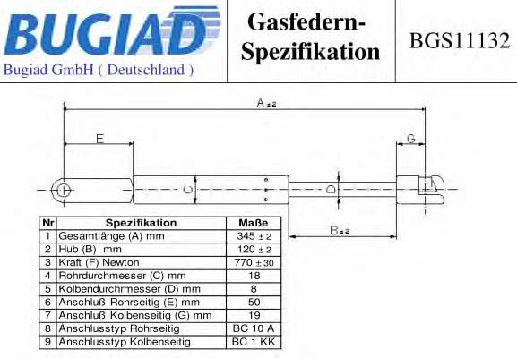 Bugiad BGS11132 Gas hood spring BGS11132