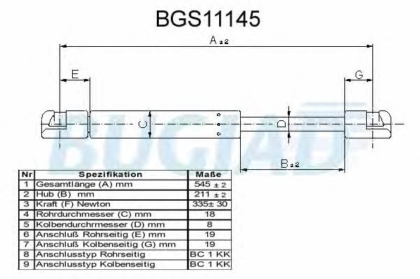 Bugiad BGS11145 Gas Spring, boot-/cargo area BGS11145