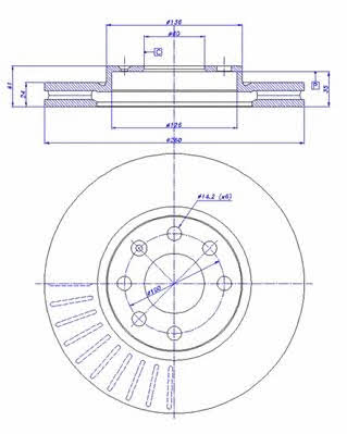 Car 142.380 Front brake disc ventilated 142380