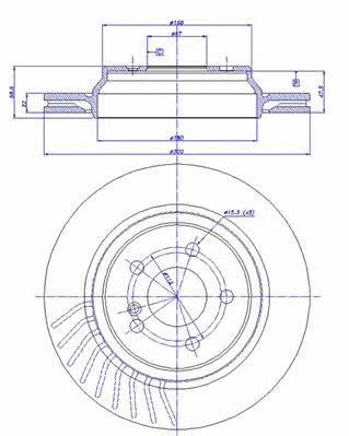 Car 142.393 Rear ventilated brake disc 142393