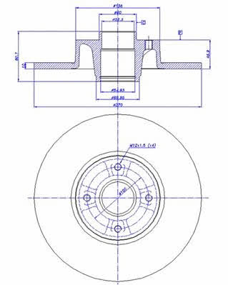 Car 142.1278 Rear brake disc, non-ventilated 1421278