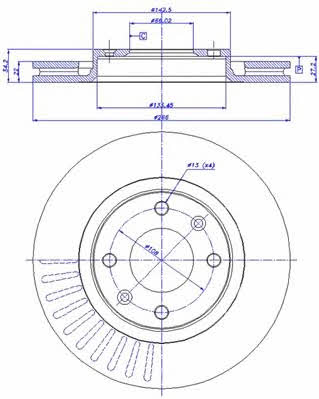 Car 142.476 Front brake disc ventilated 142476