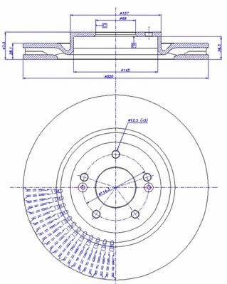 Car 142.1734 Front brake disc ventilated 1421734