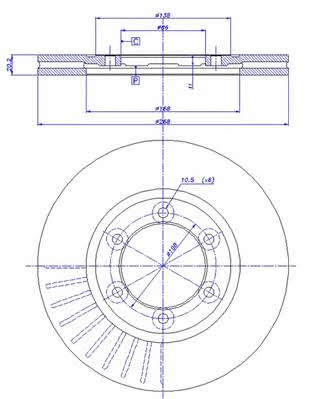 Car 142.822 Front brake disc ventilated 142822