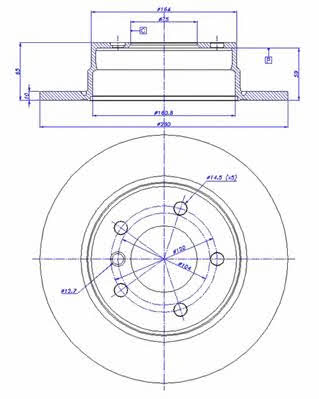 Car 142.1072 Rear brake disc, non-ventilated 1421072