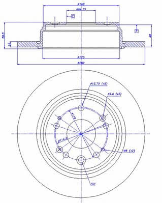 Car 142.1108 Rear brake disc, non-ventilated 1421108