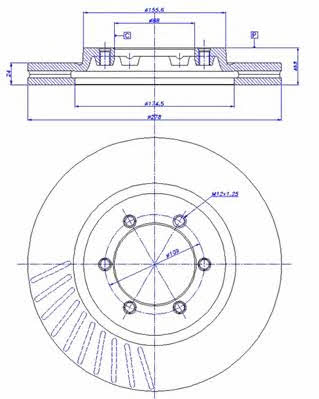 Car 142.938 Front brake disc ventilated 142938