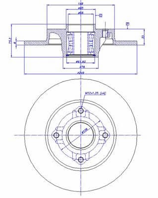 Car 142.1347 Rear brake disc, non-ventilated 1421347