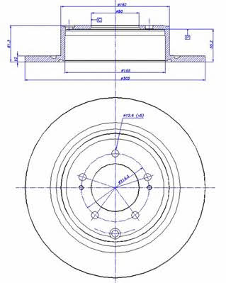 Car 142.1478 Rear brake disc, non-ventilated 1421478