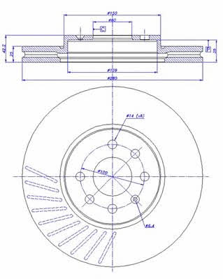 Car 142.035 Front brake disc ventilated 142035