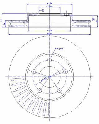 Car 142.048 Front brake disc ventilated 142048