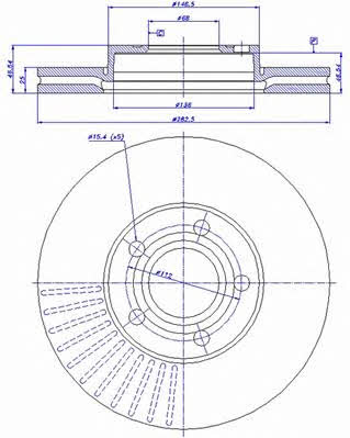 Car 142.757 Front brake disc ventilated 142757