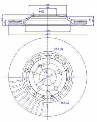 Car 142.1044 Rear ventilated brake disc 1421044