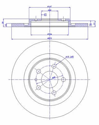 Car 142.206 Rear brake disc, non-ventilated 142206