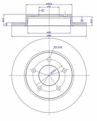 Car 142.1120 Rear brake disc, non-ventilated 1421120