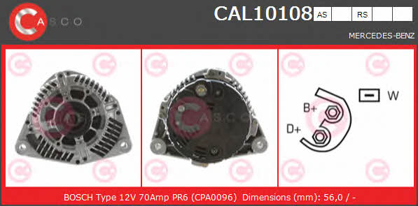 Casco CAL10108AS Alternator CAL10108AS